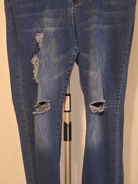 Classic Raw Women’s Skinny Ripped Blue Jeans - Stretch Denim